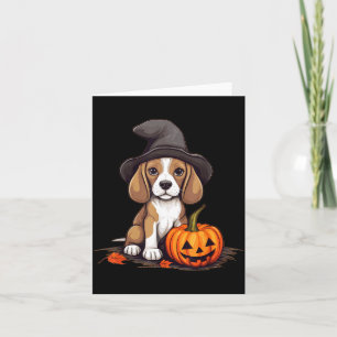 Cartão Chapéu de Bruxa de Halloween Abóbora Cachorro Beag