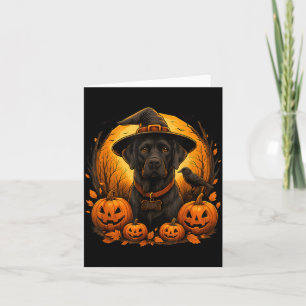 Cartão Chapéu de Bruxa de Halloween do Labrador Preto Abó