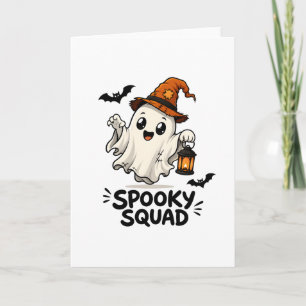 Cartão Chapéu de Bruxa Fantasma Fofo Halloween Boo Crew
