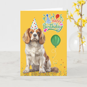 Cartão Chapéu de Festa Cavalier King Charles Amarelo Aniv