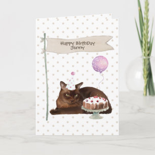 Cartão Chapéu de festa de aniversário de gato birmanês