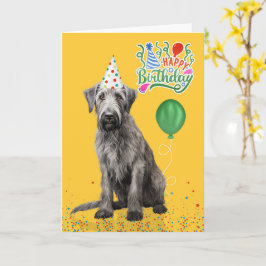 Cartão Chapéu de festa de cão Irish Wolfhound amarelo de