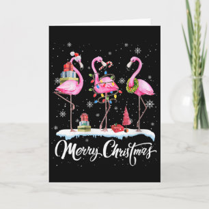 Cartão Chapéu de Natal Alegre Papai Noel Flamingo Luz Nat