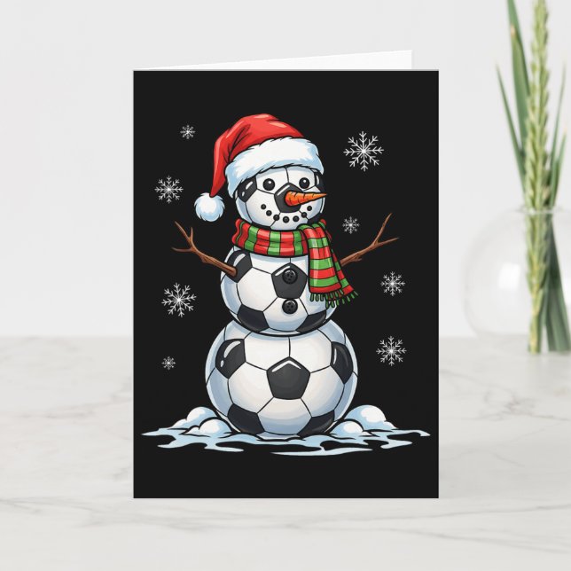 Cartão Chapéu de Natal de Futebol Feriado  (Frente)
