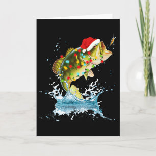 Cartão Chapéu de Natal de pesca Byss engraçado de pijama