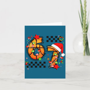 Cartão Chapéu de Natal do Papai Noel de Basquete 67 Xadre