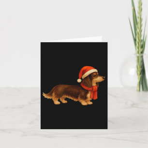 Cartão Chapéu de Papai Noel de Cachorro Salsicha de Natal