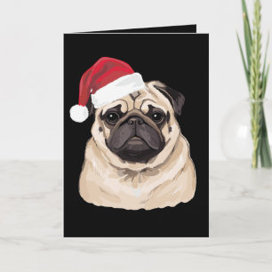 Cartão Chapéu de Papai Noel Pug Pugmas Natal Férias