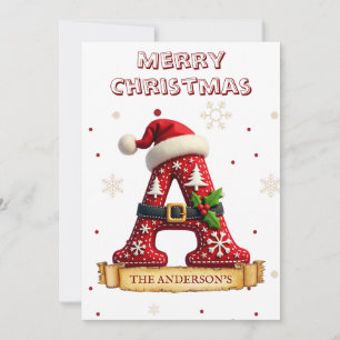 Cartão Chapéu de Papai Noel Vermelho Letra de Natal Um No