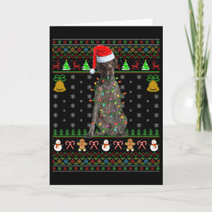 Cartão Chapéu de Papai Noel Xmas Pointer Alemão de Cabelo