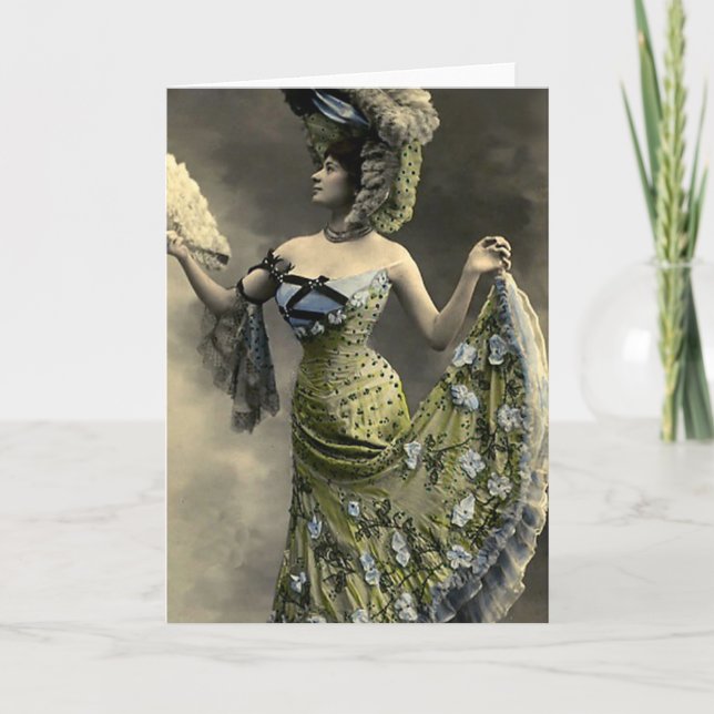 Cartão Chapéu enorme da forma do vintage e cintura (Frente)