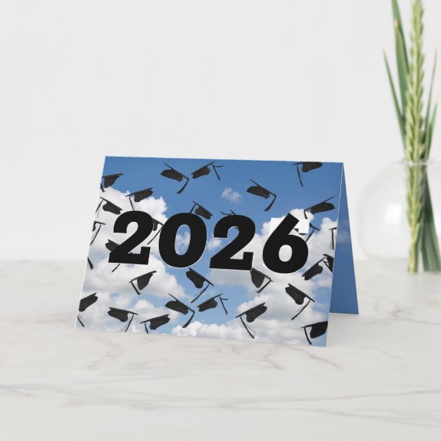 Cartão Chapéus de Formatura 2026 no Céu   (Frente)