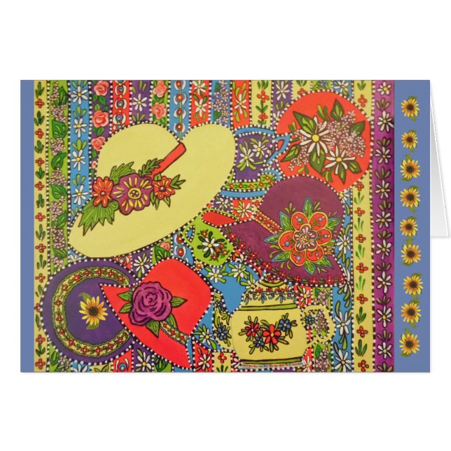 Cartão Chapéus do tempo do chá (Frente Horizontal)