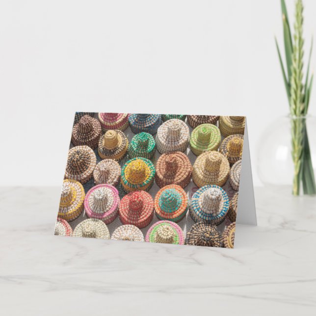 Cartão Chapéus tecidos coloridos (Frente)