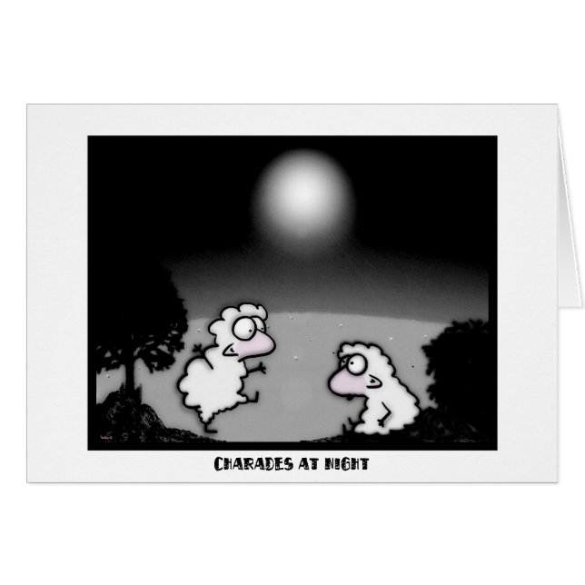 Cartão Charades à Noite (Frente Horizontal)