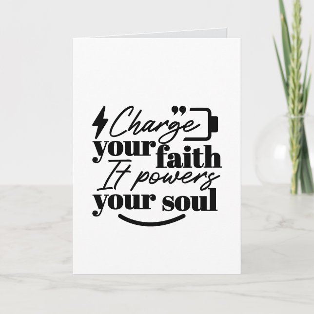 Cartão Charge Your Faith – Christian Inspirational Quote  (Frente)