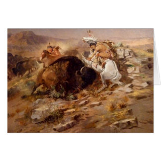 Cartão Charles Marion Russell - caça do búfalo