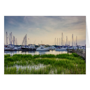 Cartão Charleston Harbor Boats Sunset Greeting Card
