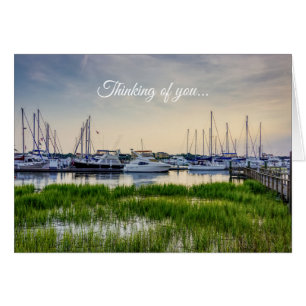 Cartão Charleston Harbor Boats Sunset Pensando em Você