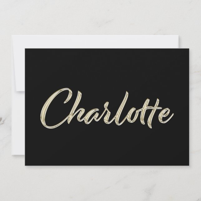 Cartão Charlotte white gold Handwriting Karte (Frente)
