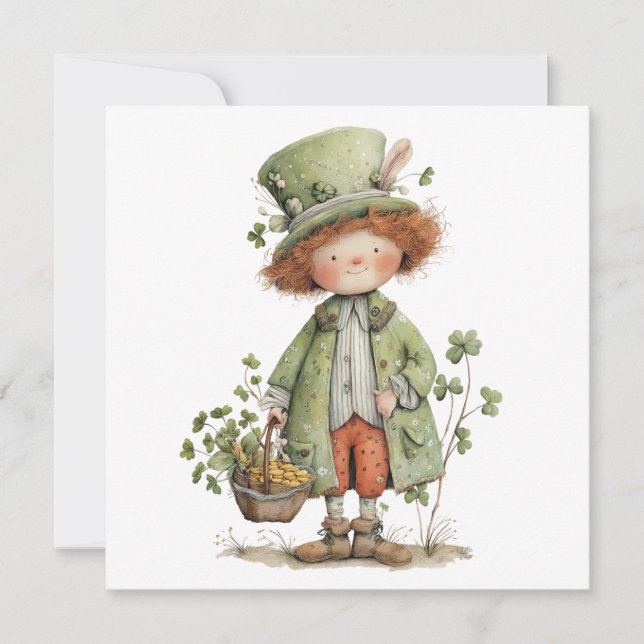 Cartão Charming Leprechaun Happy St Patrick's Day (Frente)