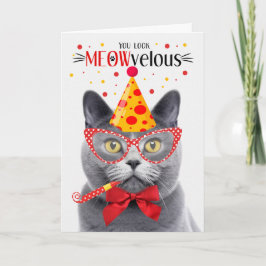 Cartão Chartreux Cinza Cat MEOWvelous Aniversário