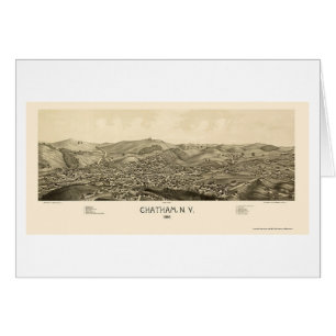 Cartão Chatham, mapa panorâmico de NY - 1886