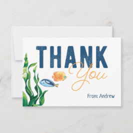 Cartão Chato de Agradecimento Aquarela Sob o Mar