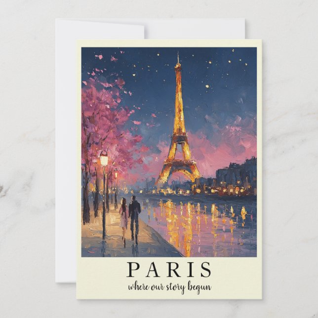 Cartão Chato de Noite Personalizado em Paris | Cit (Frente)