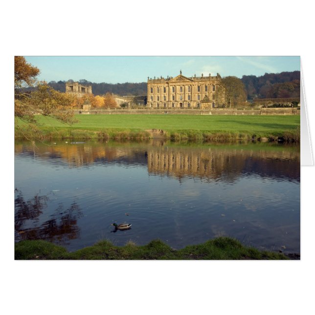 Cartão Chatsworth House em Derbyshire, Inglaterra (Frente Horizontal)
