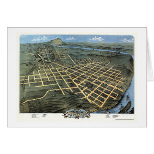 Cartão Chattanooga, mapa panorâmico do TN - 1871