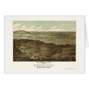 Cartão Chattanooga, mapa panorâmico do TN - 1887