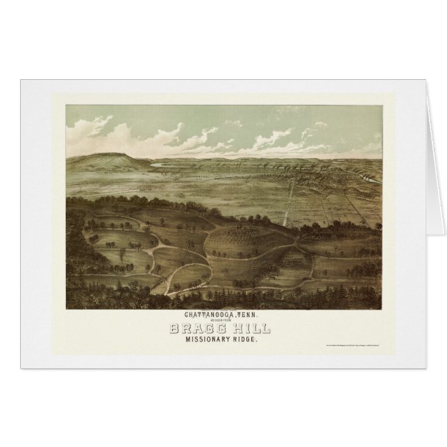 Cartão Chattanooga, mapa panorâmico do TN - 1887 (Frente Horizontal)