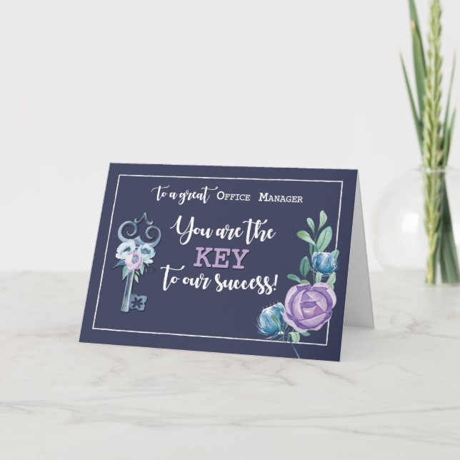 Cartão Chave do dia do Admin do gestor de escritório pro (Frente)