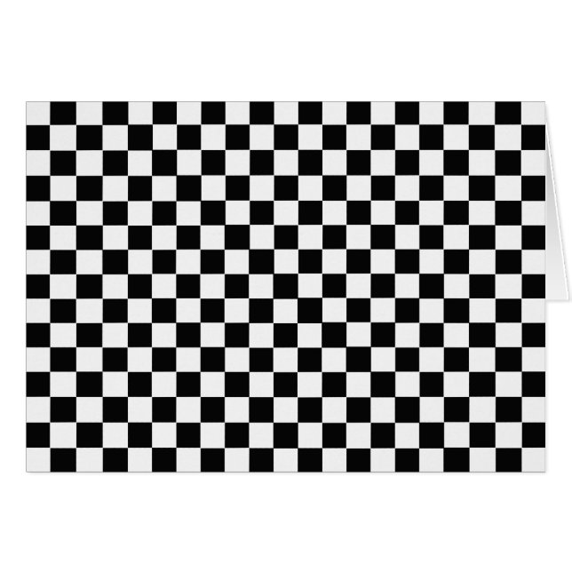 Cartão Checkerboard preto e branco clássico por STaylor (Frente Horizontal)