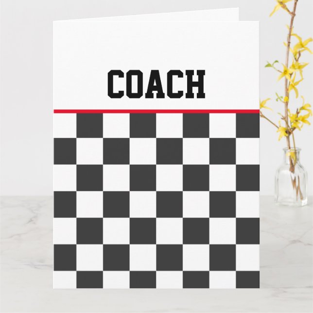 Cartão Checkerboard Sports Thankyou Coach Team Cores (Flor Amarela)