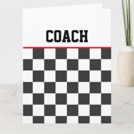 Cartão Checkerboard Sports Thankyou Coach Team Cores