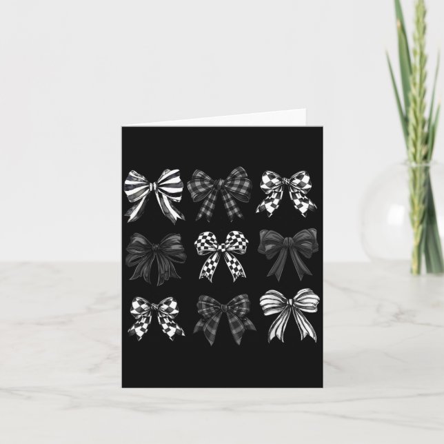 Cartão Checkered Bow Coquette Funny Gift Tee Women, Men  (Frente)