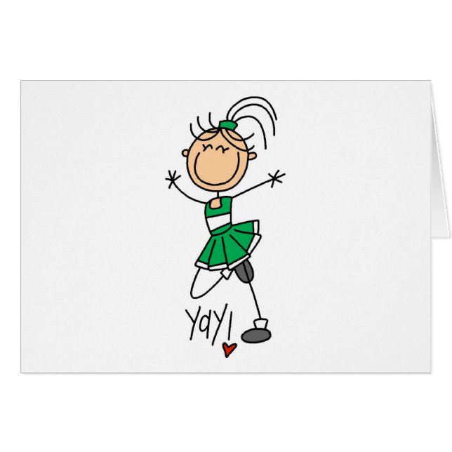 Cartão Cheerleader verde (Frente Horizontal)