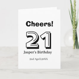 Cartão Cheers 21 birthday bold letter name boy man gifts 