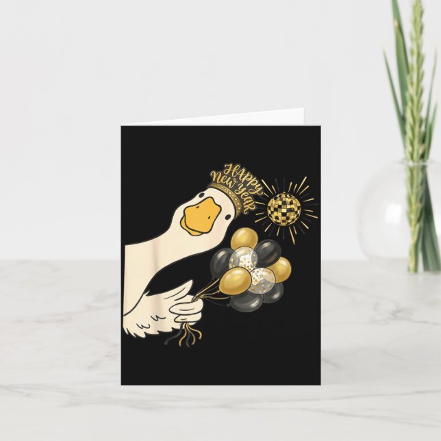 Cartão Cheers Happy New Year 2026 Goose With Balloon Disc (Frente)