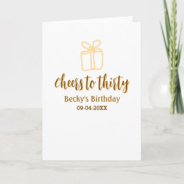 Cartão Cheers to thirty yellow brown birthday pastel gift