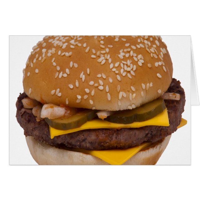 Cartão Cheeseburger Em Arma De Semente De Sésamo (Frente Horizontal)