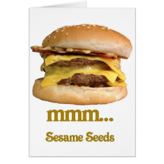 Cartão cheeseburger -… sementes de sésamo mmm