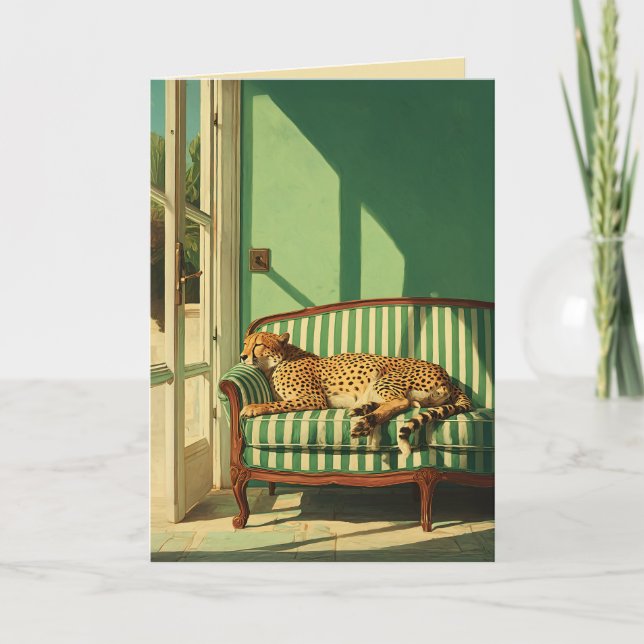Cartão Cheetah Resting in Sunlit Room (Frente)