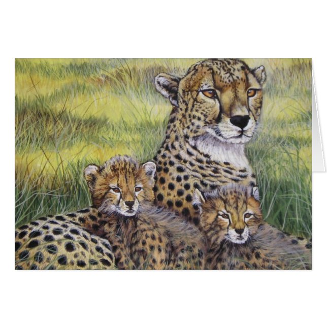 Cartão "Cheetha com Cubs " (Frente Horizontal)