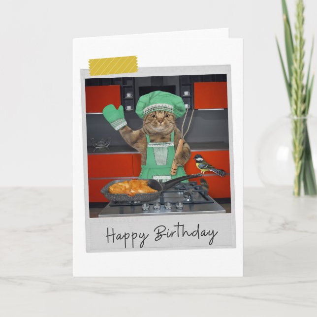 Cartão Chef Cat Funny Birthday Card (Frente)