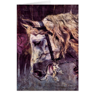 Cartão Chefe de Cavalo de Giovanni Boldini, Arte Vintage