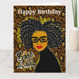Cartão Chefe Lady African Leopard Birthday Card