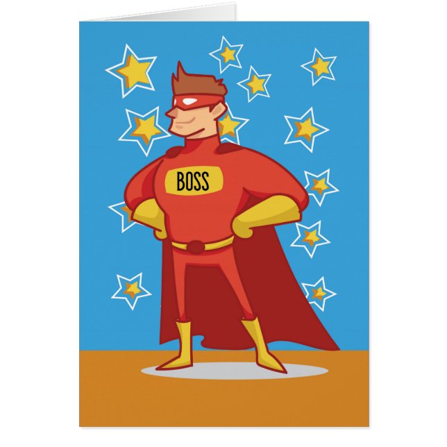 Cartão Chefe Super-herói no Dia de os pais (Frente)
